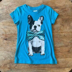 5/$20 NEW 6/6X Girls Polka Dot Bow Tie Wearing French Bulldog Tee